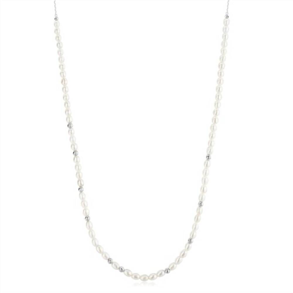 NEW ANIA HAIE women's freshwater pearl & cubic zirconia bezel set slider necklac